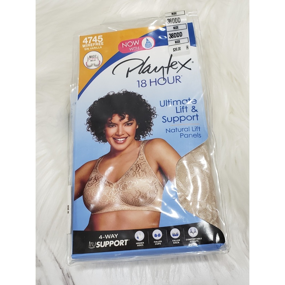 38DDD Playtex 18 Hour Bra Wirefree NUDE Ultimate Lift True Support Cooling 4745
